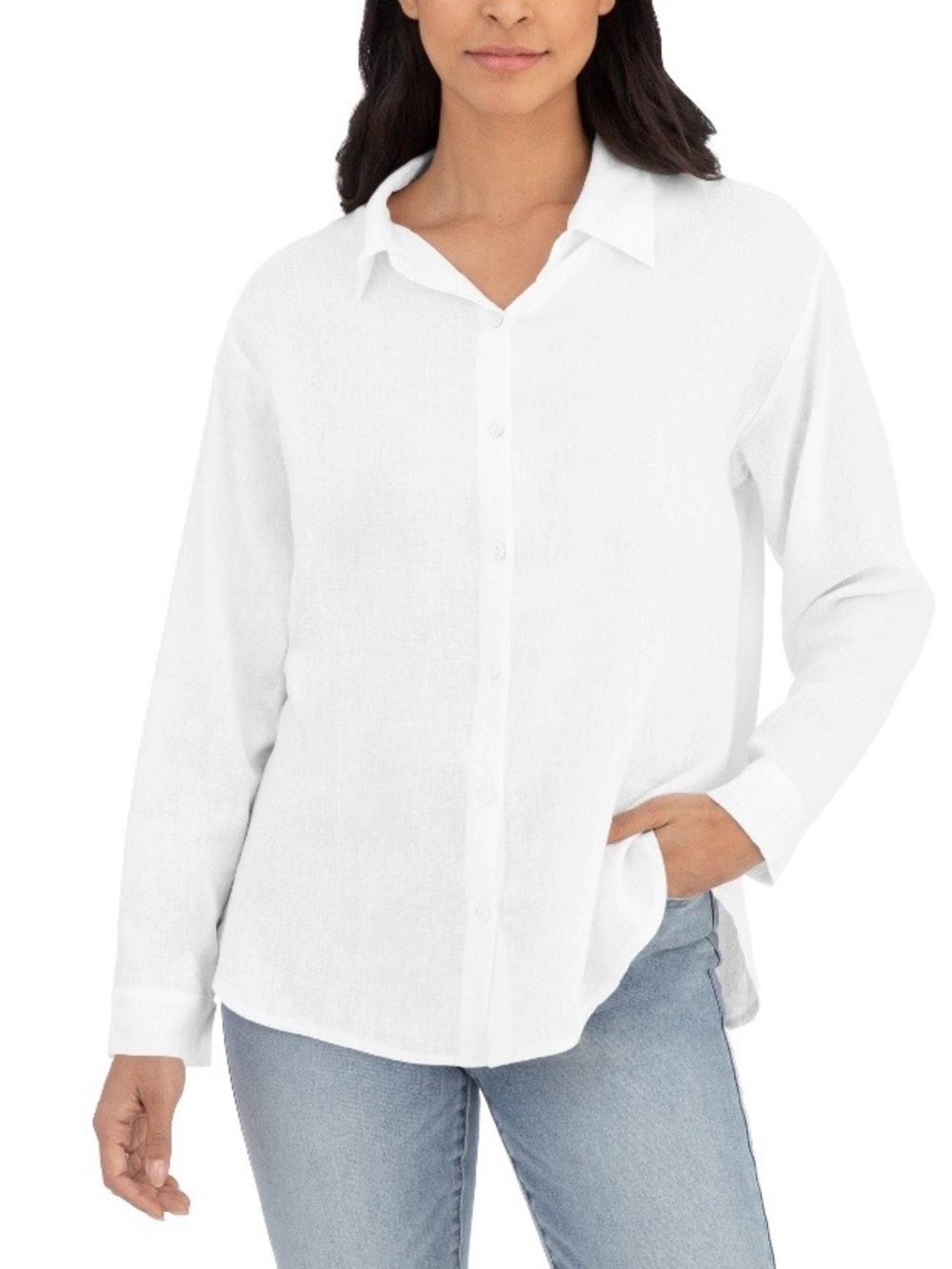 NWT Blank NYC Relaxed White Button-Down Linen Blend Shirt Size XXL